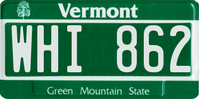 VT license plate WHI862