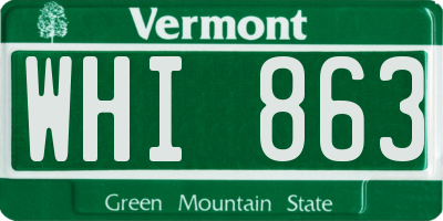 VT license plate WHI863