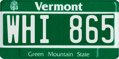 VT license plate WHI865