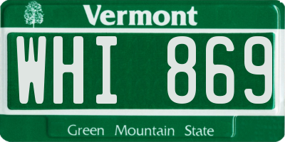 VT license plate WHI869