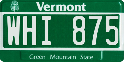 VT license plate WHI875