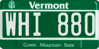 VT license plate WHI880