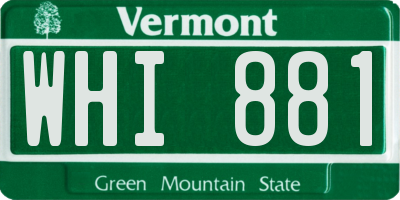 VT license plate WHI881