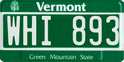 VT license plate WHI893
