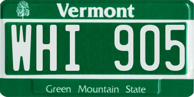 VT license plate WHI905