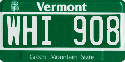 VT license plate WHI908