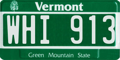 VT license plate WHI913