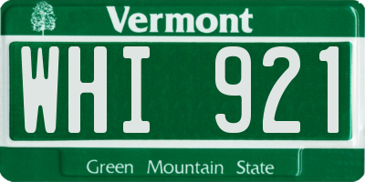 VT license plate WHI921