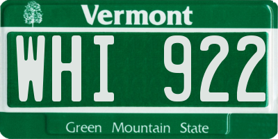 VT license plate WHI922
