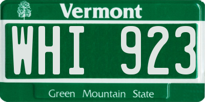 VT license plate WHI923