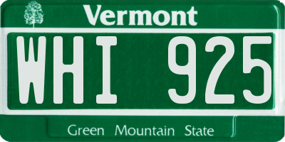 VT license plate WHI925