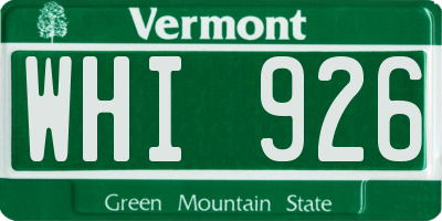 VT license plate WHI926