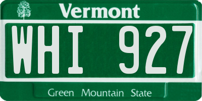 VT license plate WHI927