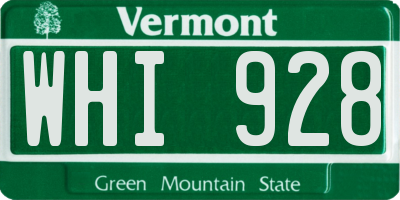 VT license plate WHI928