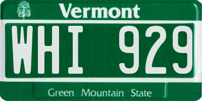 VT license plate WHI929