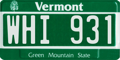 VT license plate WHI931