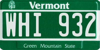VT license plate WHI932