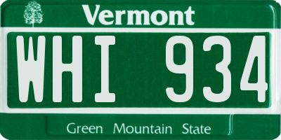 VT license plate WHI934