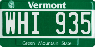 VT license plate WHI935