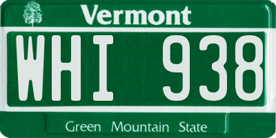 VT license plate WHI938