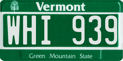 VT license plate WHI939