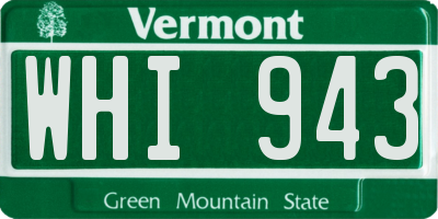 VT license plate WHI943
