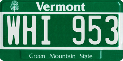 VT license plate WHI953