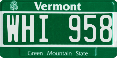 VT license plate WHI958