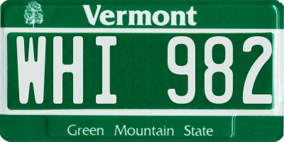 VT license plate WHI982