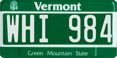 VT license plate WHI984