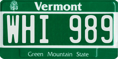VT license plate WHI989