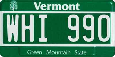 VT license plate WHI990