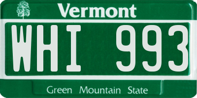 VT license plate WHI993