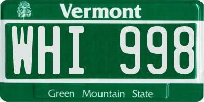 VT license plate WHI998