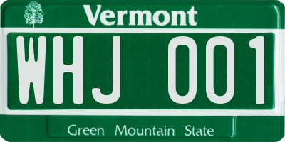 VT license plate WHJ001