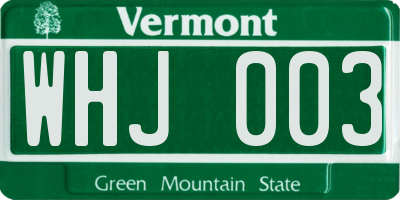 VT license plate WHJ003