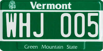 VT license plate WHJ005