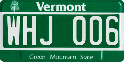 VT license plate WHJ006