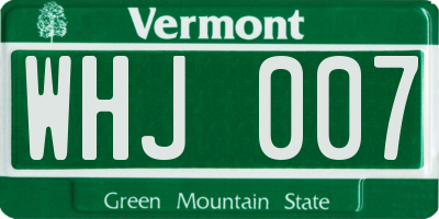 VT license plate WHJ007