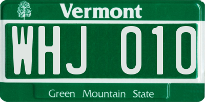 VT license plate WHJ010