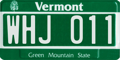 VT license plate WHJ011
