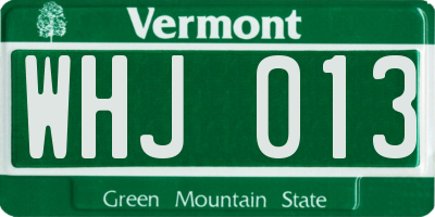 VT license plate WHJ013