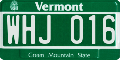 VT license plate WHJ016