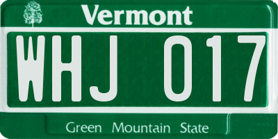 VT license plate WHJ017