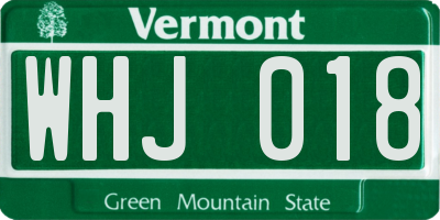 VT license plate WHJ018