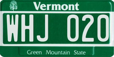 VT license plate WHJ020