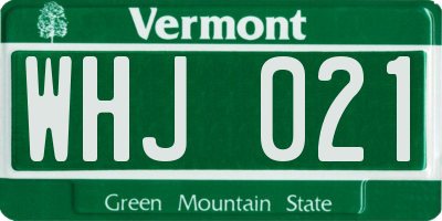 VT license plate WHJ021