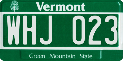 VT license plate WHJ023