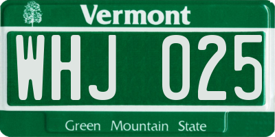 VT license plate WHJ025