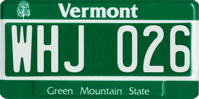 VT license plate WHJ026